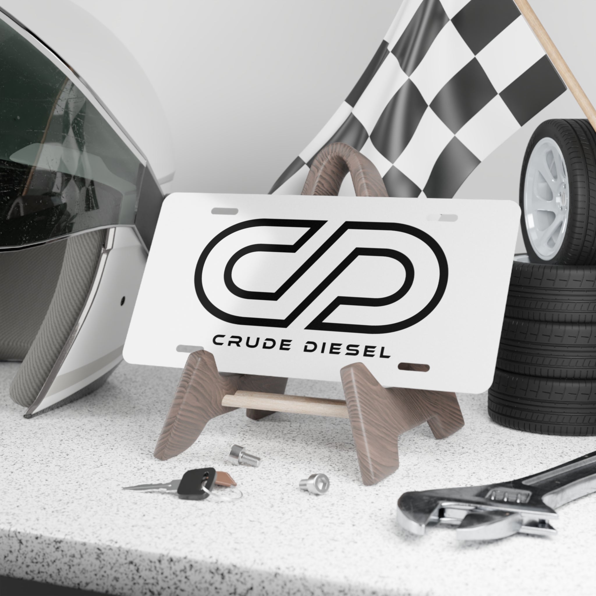 Crude Diesel License Plate ( White )